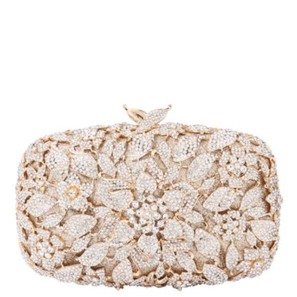 (PRE-ORDER/ONLY ONLINE) ORNATE FLORAL RHINESTONE MINAUDIERE CLUTCH BAG