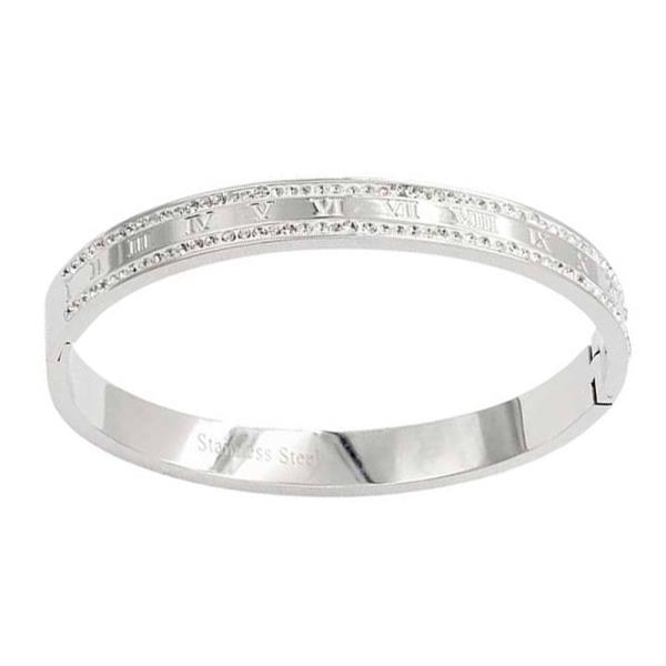 ROMAN NUMERALS CRYSTAL EDGE METAL BANGLE