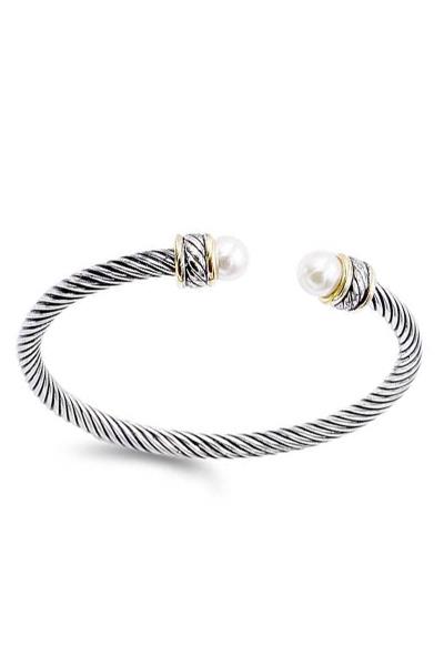 PEARL BEAD TWISTED CUFF BRACELET