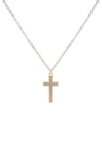 CRYSTAL SIMPLE CROSS NECKLACE