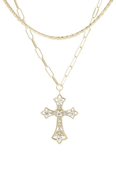 CRYSTAL SYRIA CROSS 2 NECKLACE