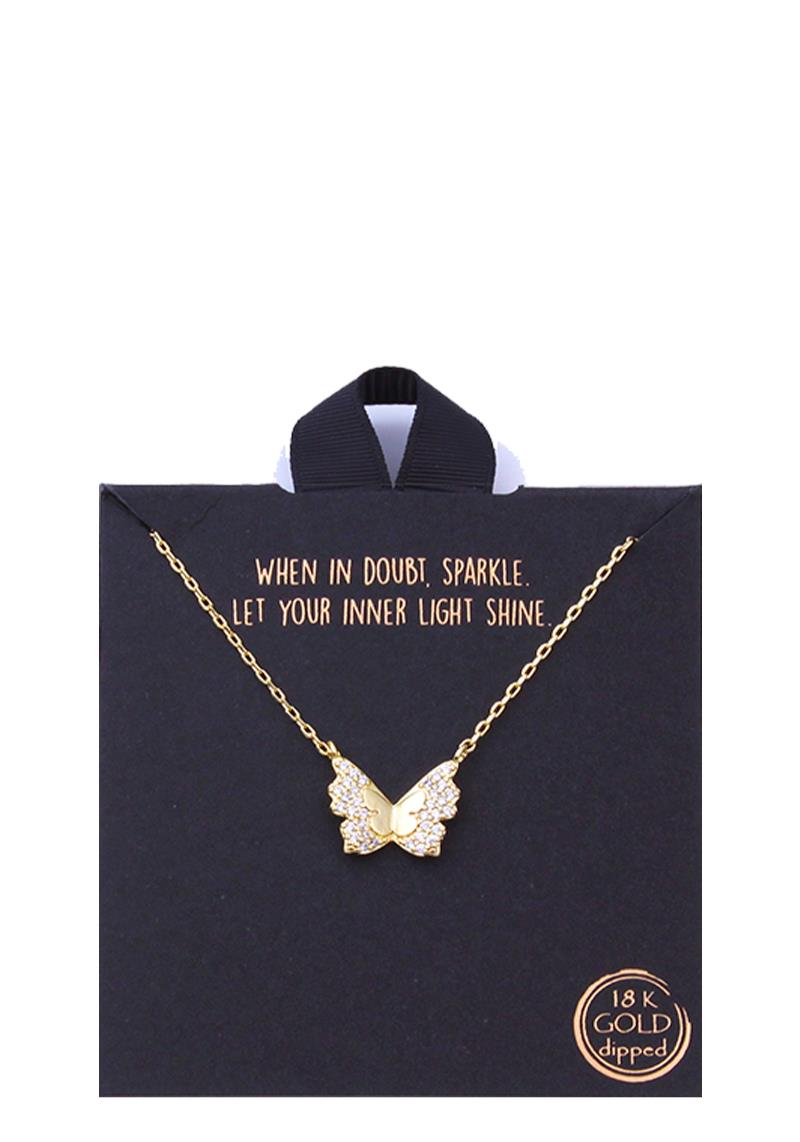 GOLD DIPPED BUTTERFLY PENDANT METAL CHAIN NECKLACE