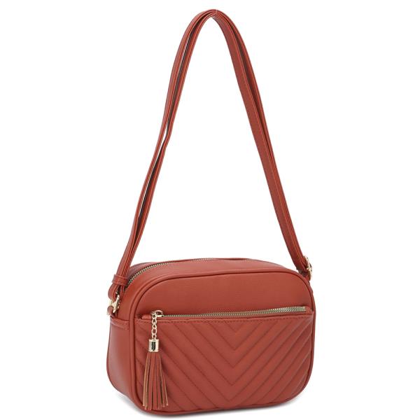 CHIC ZIPPER STITCHING TASSEL CROSSBODY BAG