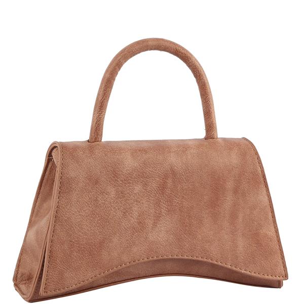 PLAIN CURVED HANDLE CROSSBODY BAG