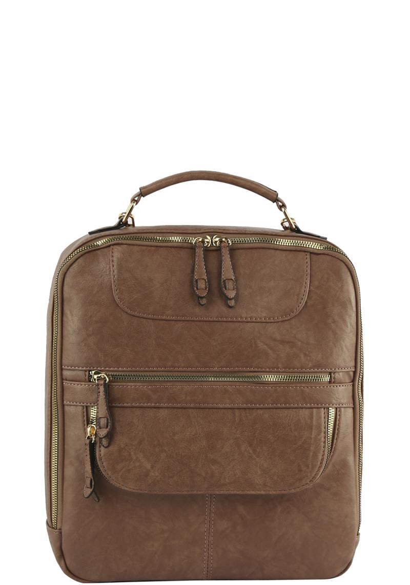 FASHION ZIPPER CONVERTIBLE TRAVEL BACKPACK