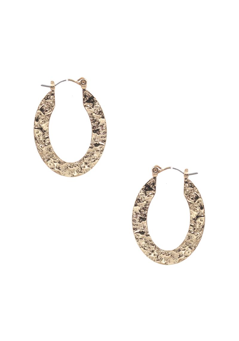 OVAL HAMMERED METAL EARRING
