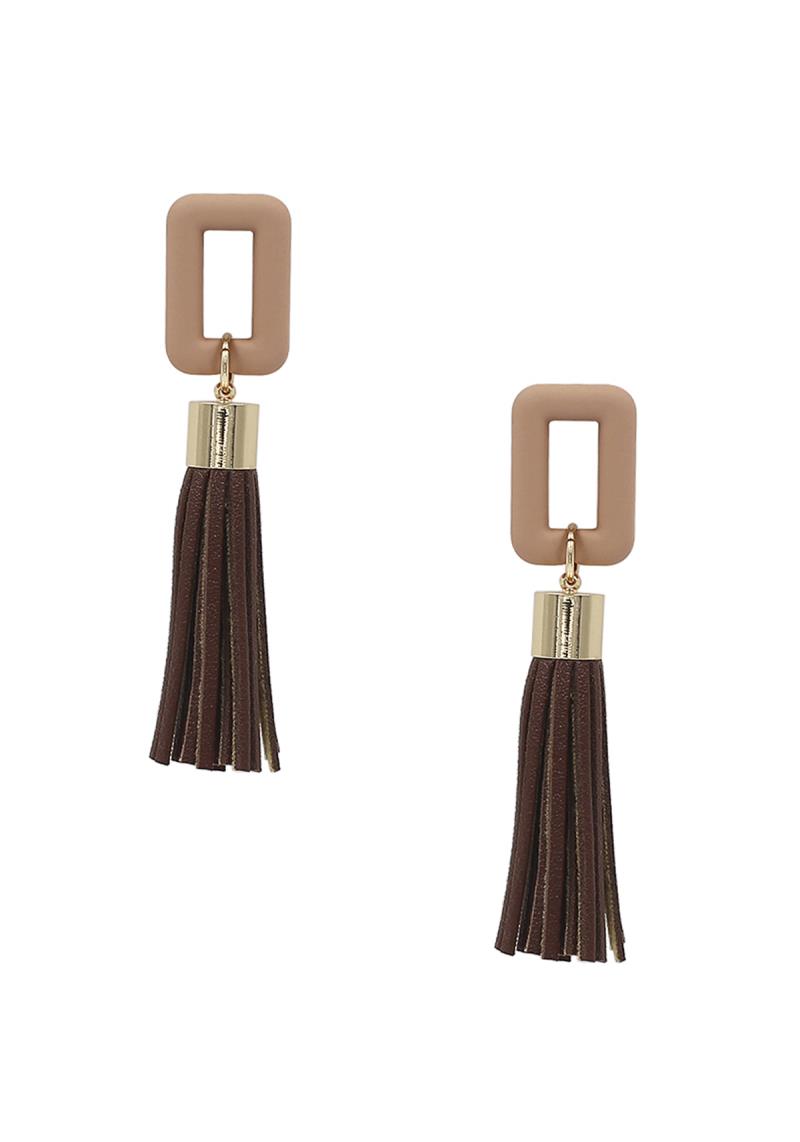 SILICONE COATING CHAIN WITH TASSEL EARRING