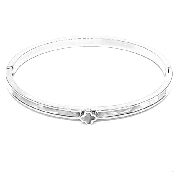 STAINLESS STEEL FLOWER HINGE METAL BRACELET