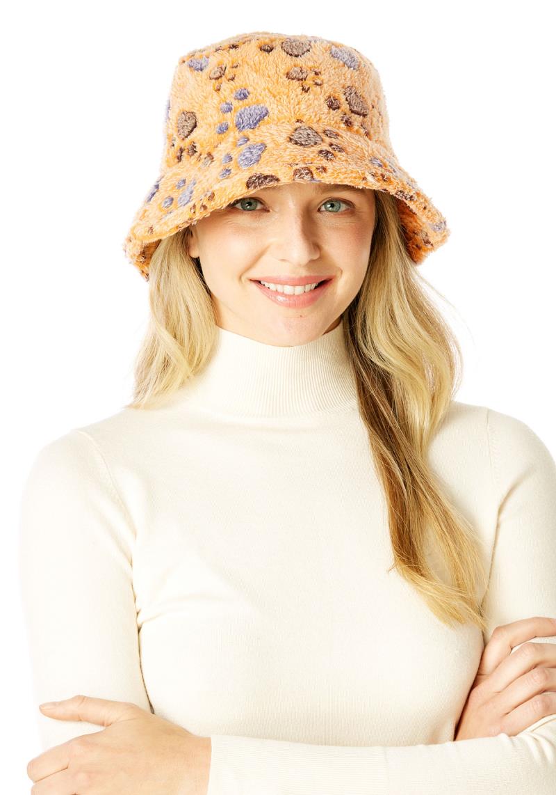 ANIMAL PAWS FAUX FUR BUCKET HAT