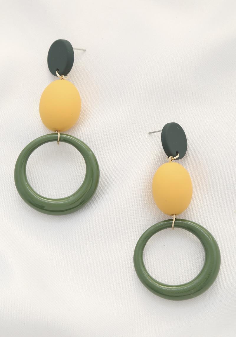 SMOOTH TEXTURE ROUND DANGLE EARRING