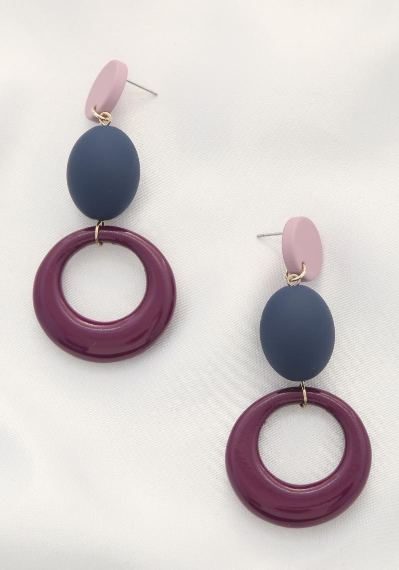 SMOOTH TEXTURE ROUND DANGLE EARRING