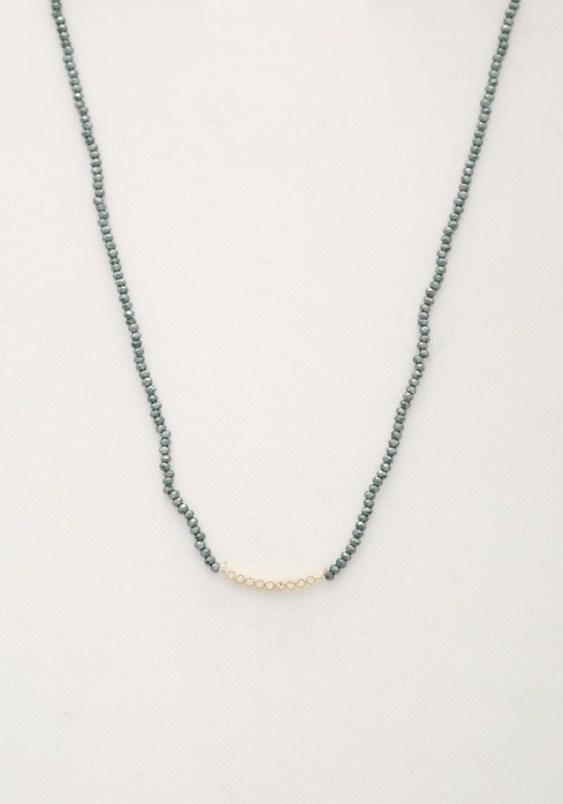 CURVE CRYSTAL BAR BEADED NECKLACE