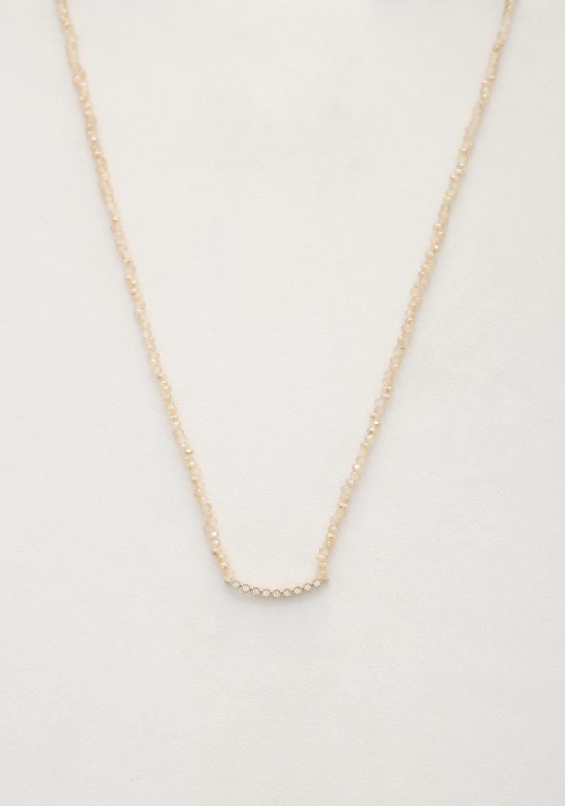 CURVE CRYSTAL BAR BEADED NECKLACE