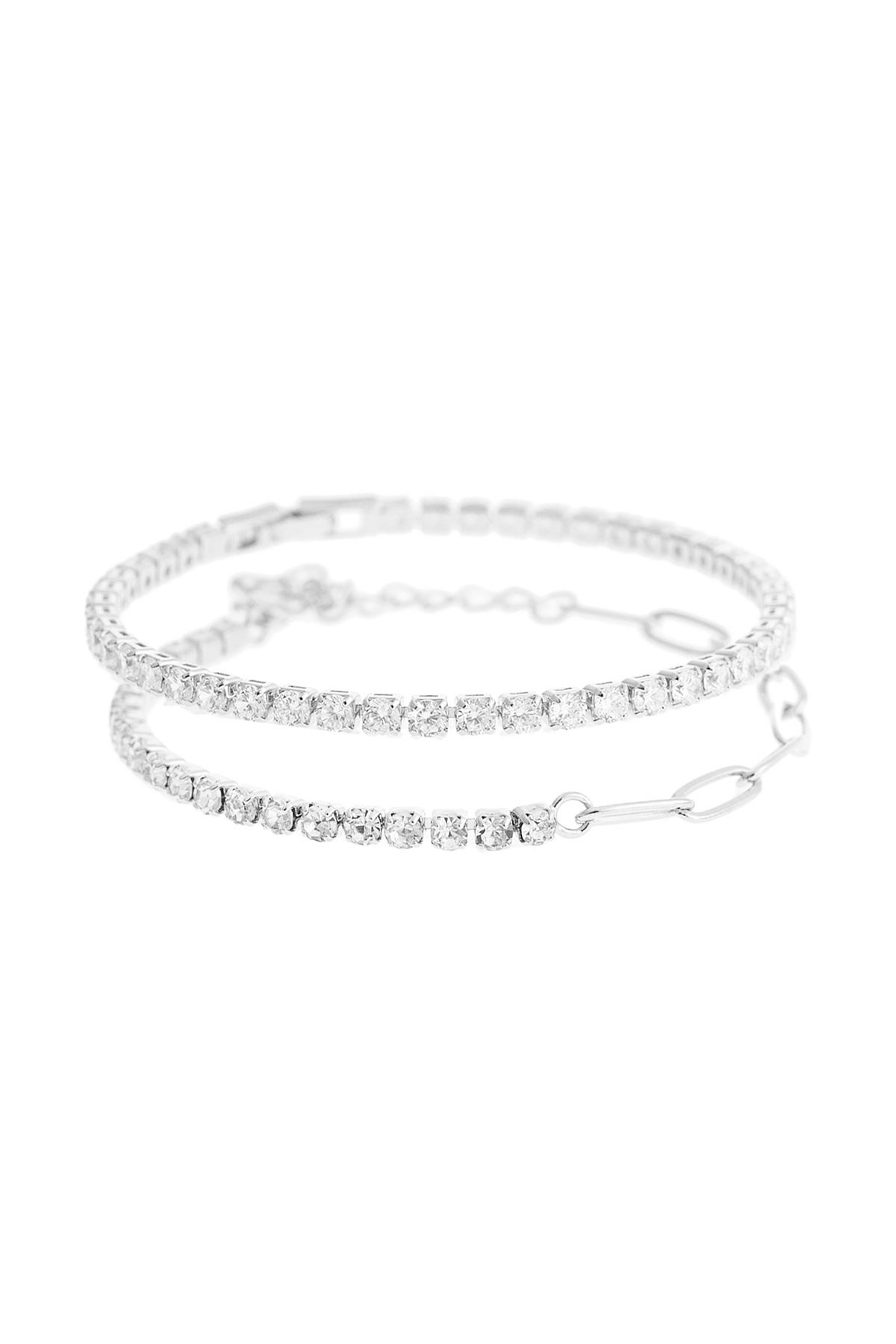 RHINESTONE CRYSTAL TENNIS CHAIN DOUBLE BRACELET