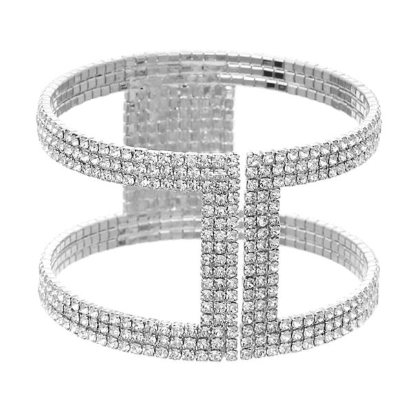 RHINESTONE I SHAPE MEMORY WIRE BRACELET
