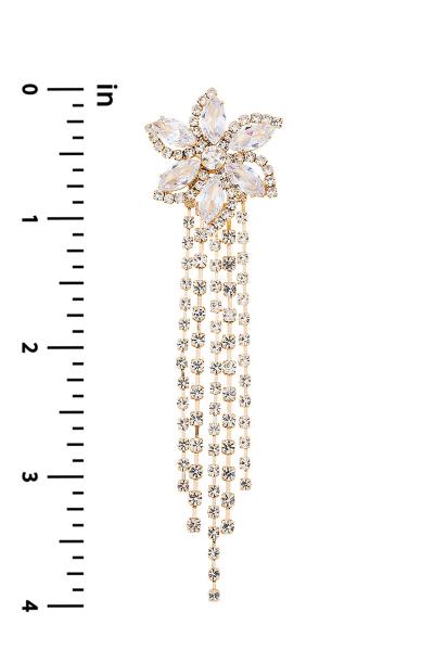 RHINESTONE CRYSTAL FLOWER TASSEL EARRING