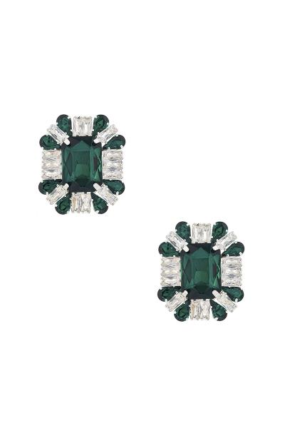 RHINESTONE CRYSTAL STATEMENT SQUARE EARRING