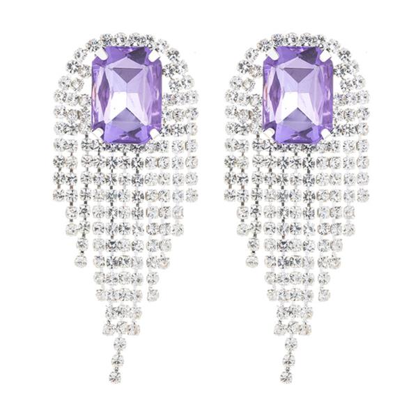 RHINESTONE SQUARE TASSEL EARRING