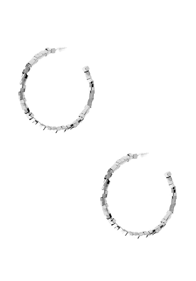 METAL BEADED 50MM HOOP EARRING