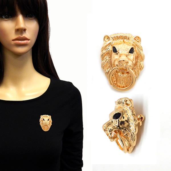 LION HEAD METAL BROOCH