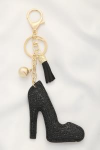 RHINESTONE HIGH HEEL KEYCHAIN WITH TASSEL