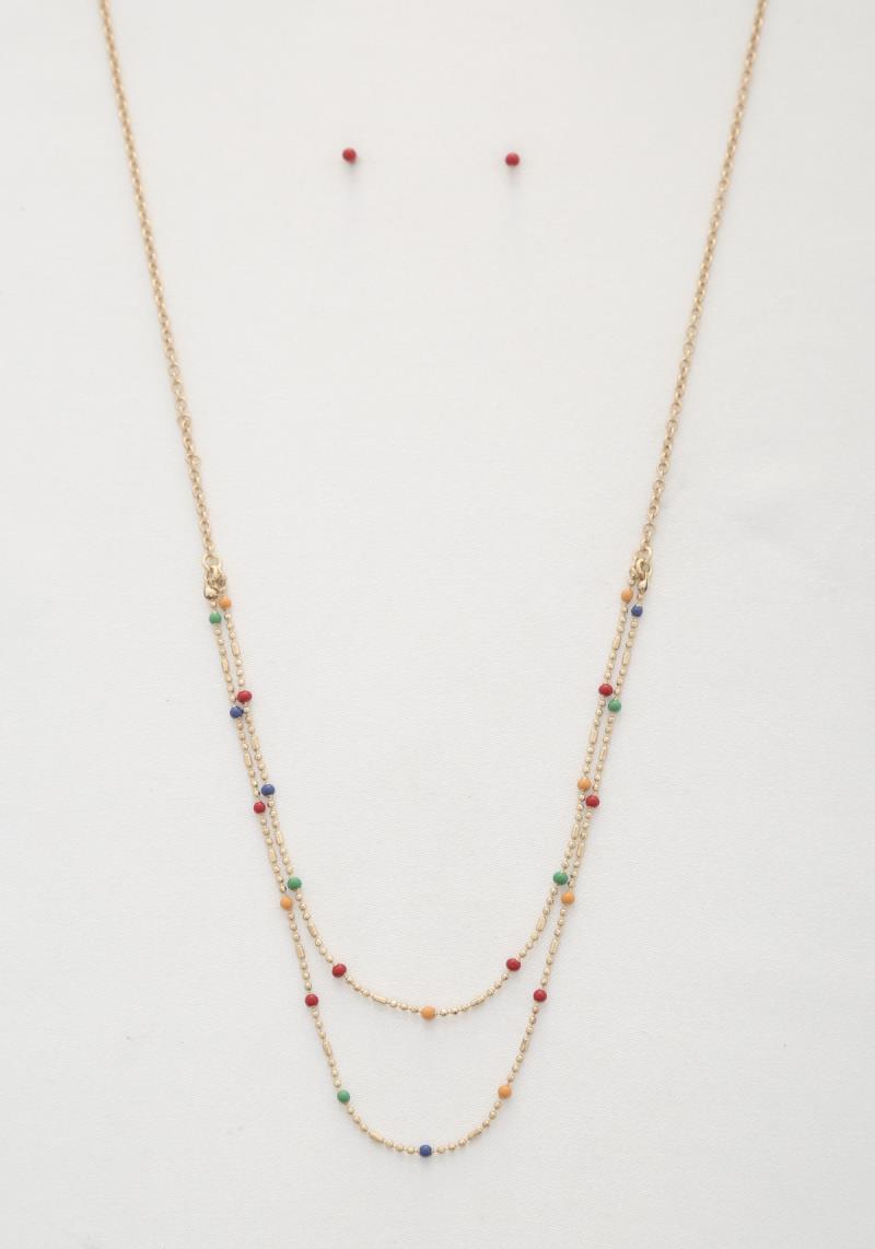 BEADED STATION LAYERED NECKLACE