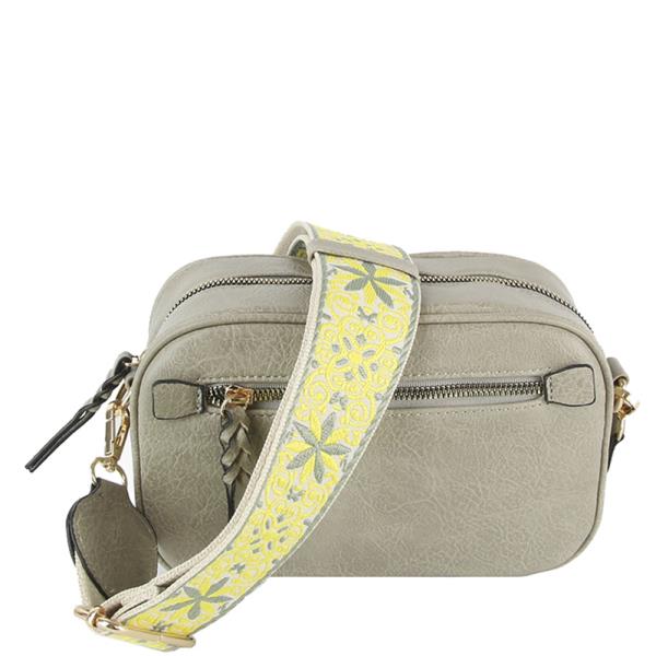 FASHION ZIPPER WITH GUITAR STRAP CROSSBODY BAG