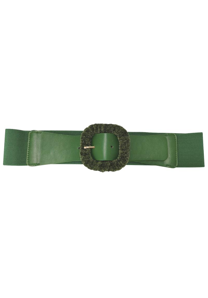 FUR SQUARE ELASTIC BUCKLE BELT