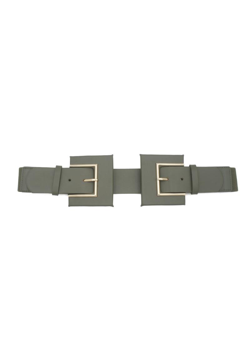 GOLD TRIMMED DOUBLE COVER BUCKLE ELASTIC BELT