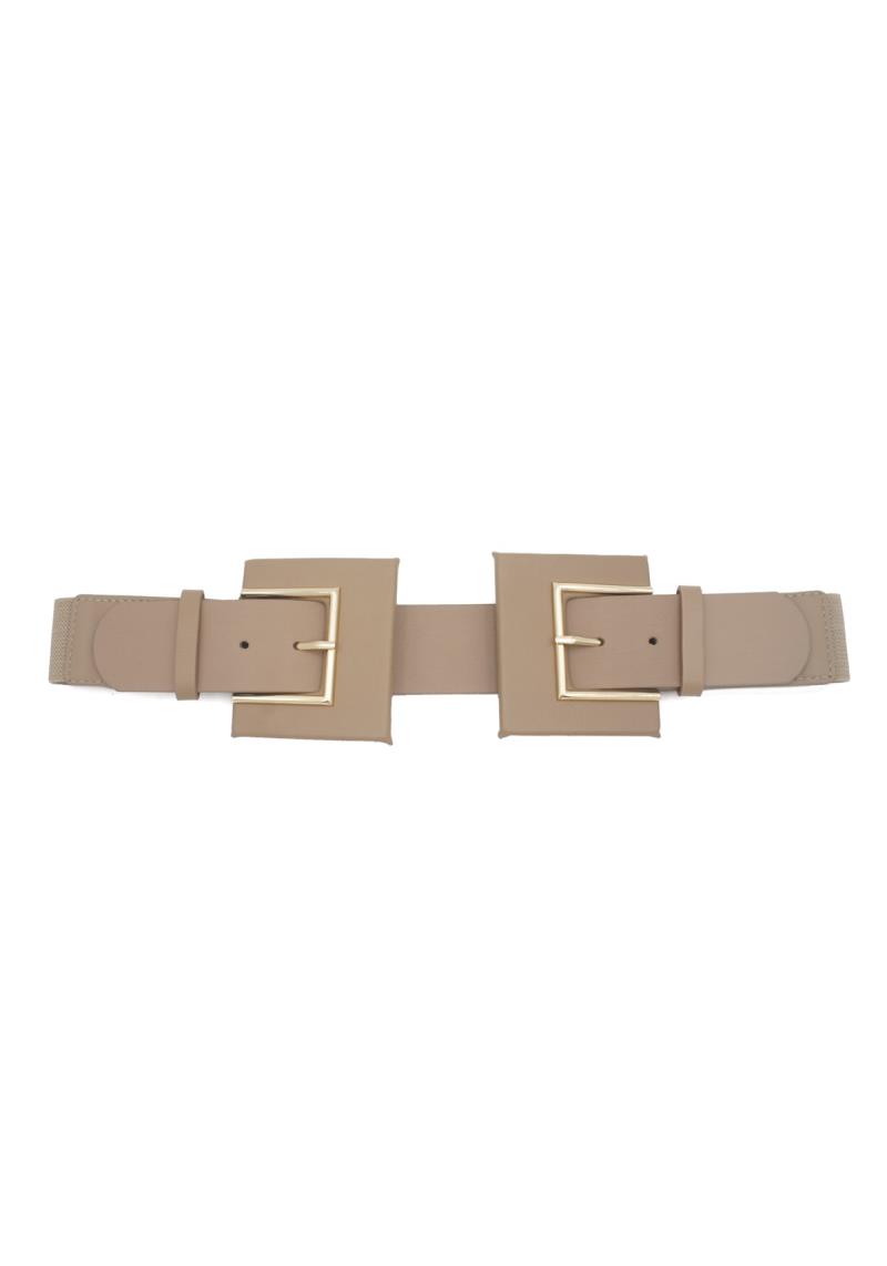 GOLD TRIMMED DOUBLE COVER BUCKLE ELASTIC BELT