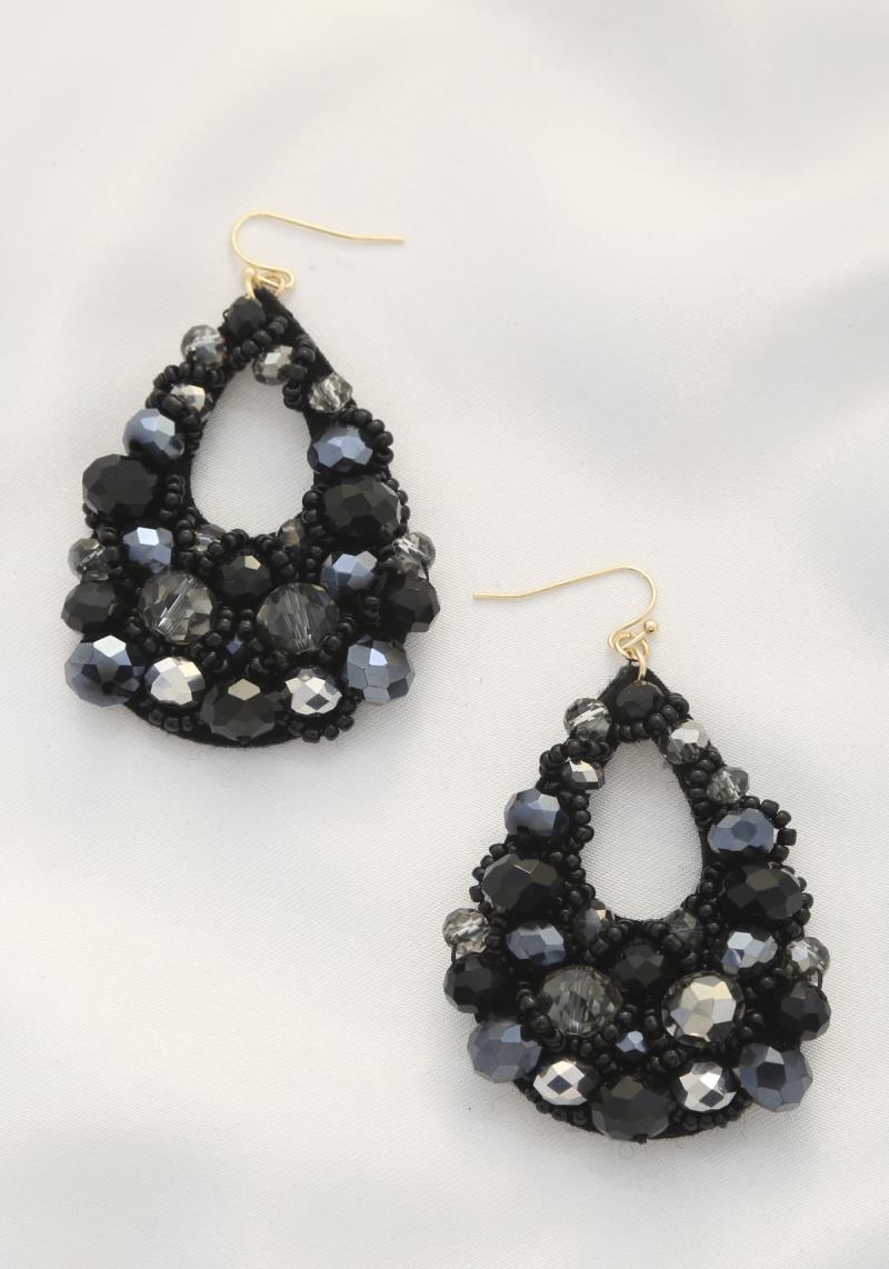 BEADED TEARDROP DANGLE EARRING