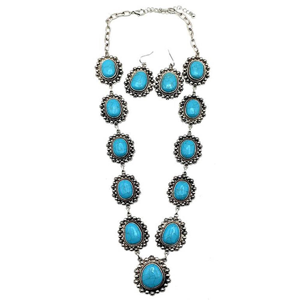RODEO WESTERN TURQUOISE BEAD NECKLACE