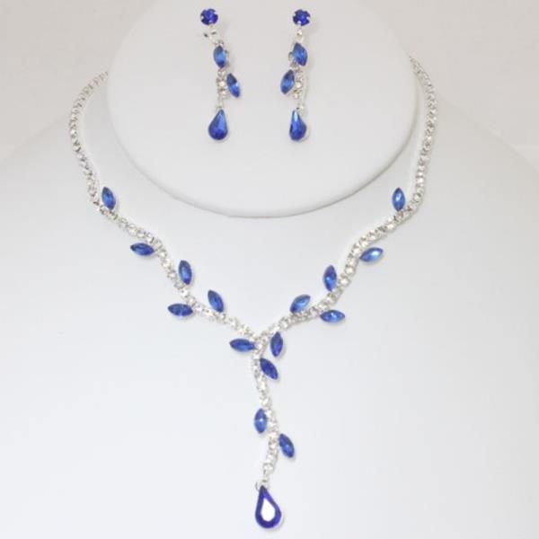 RHINESTONE LARIAT DROP NECKLACE EARRING SET