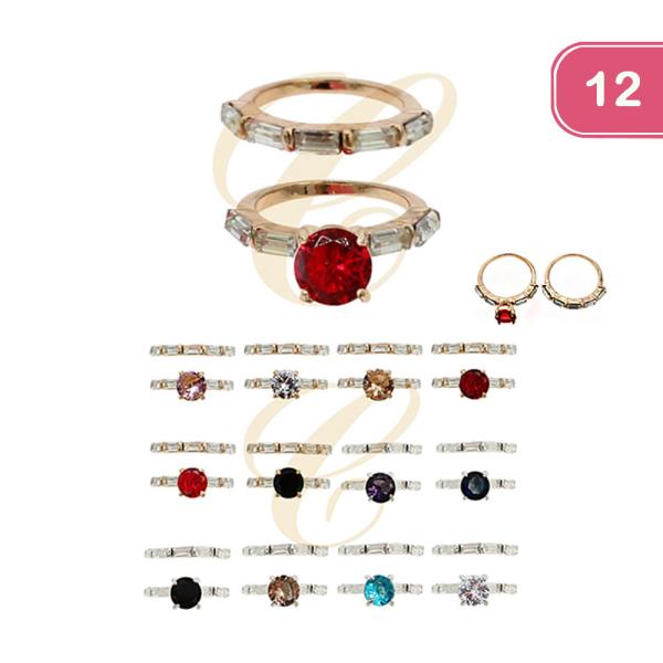 CRYSTAL STONE RING SET (12 UNITS)