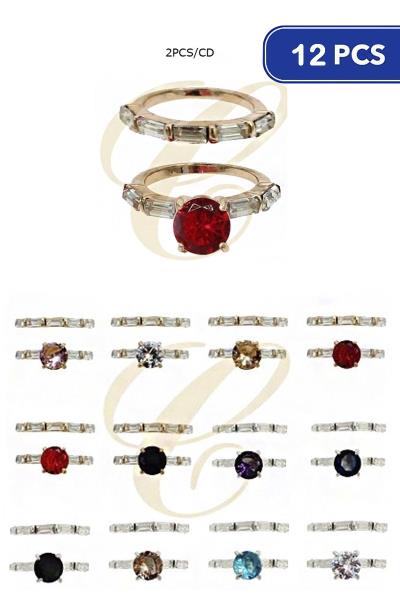 CRYSTAL STONE RING SET (12 UNITS)