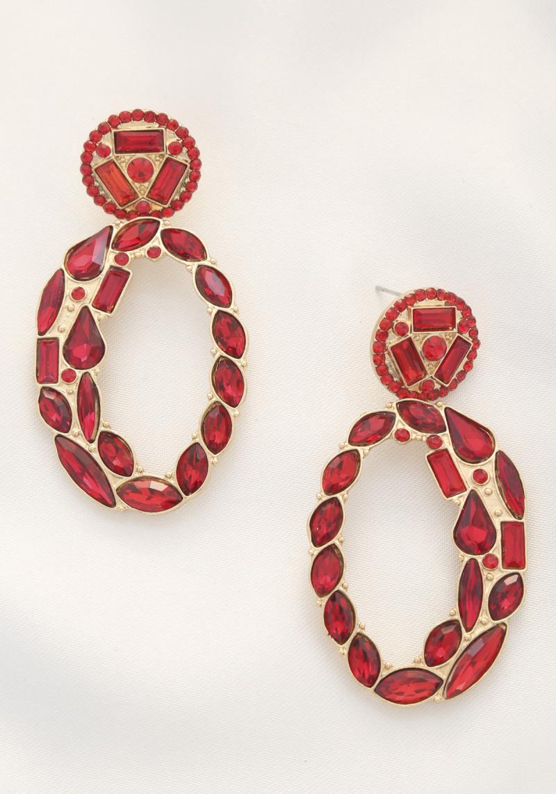 MARQUISE RHINESTON OVAL DANGLE EARRING