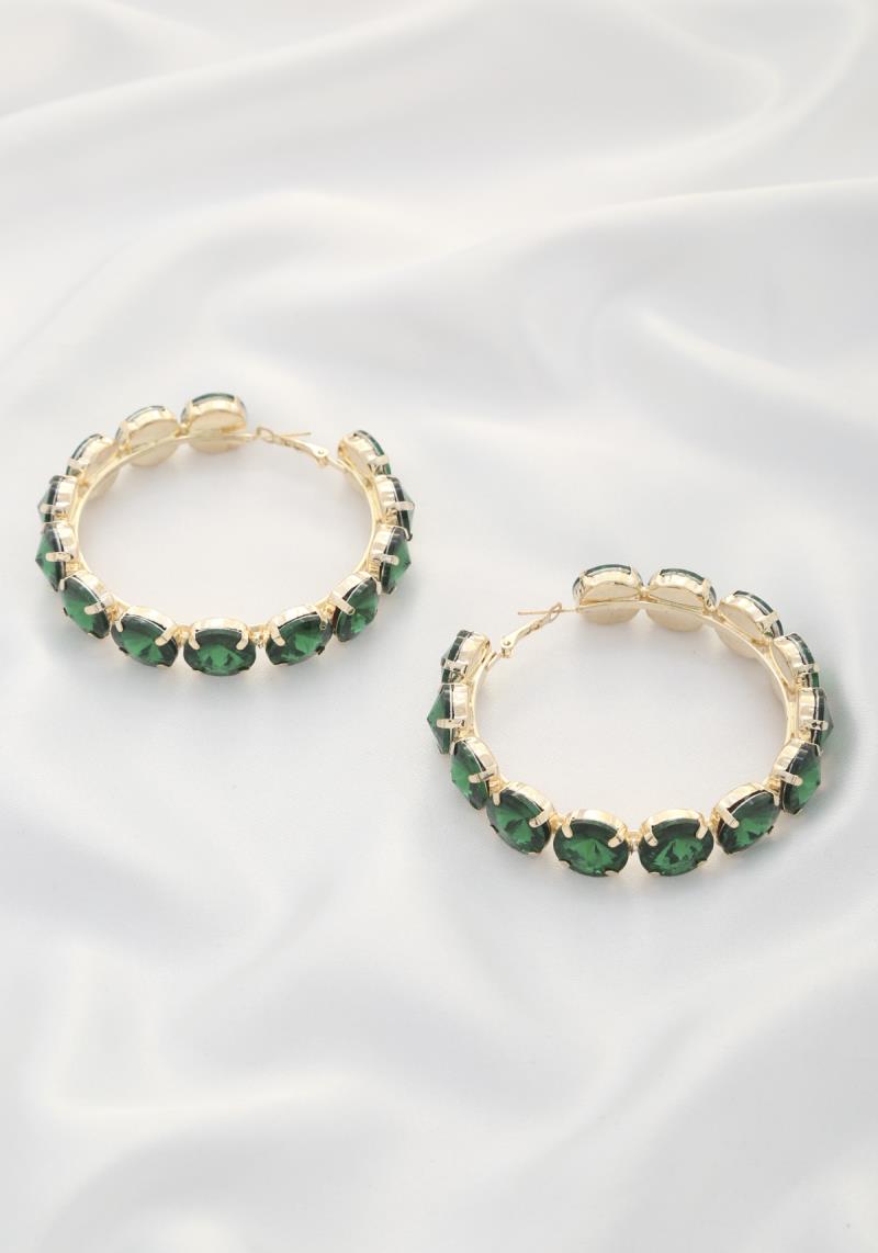 ROUND CRYSTAL HOOP EARRING