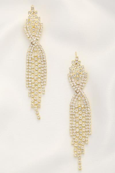 TWISTED RHINESTONE DANGLE EARRING