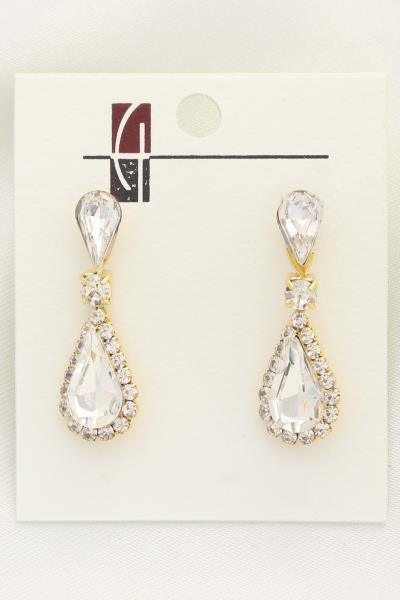 DOUBLE TEARDROP RHINESTONE EARRING