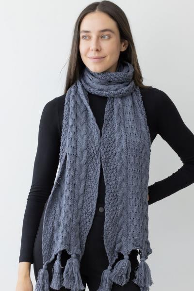 CABLE KNIT OBLONG SCARF W/