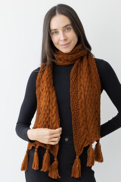 CABLE KNIT OBLONG SCARF W/