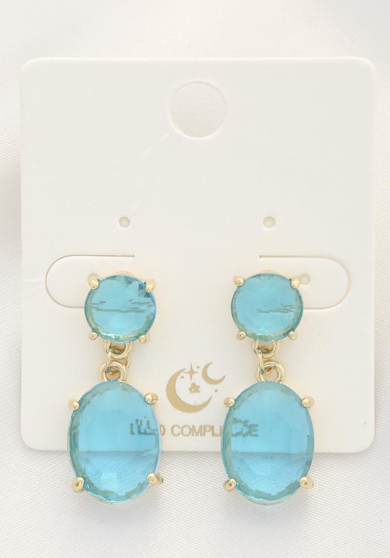 CIRCLE OVAL CRYSTAL DANGLE EARRING