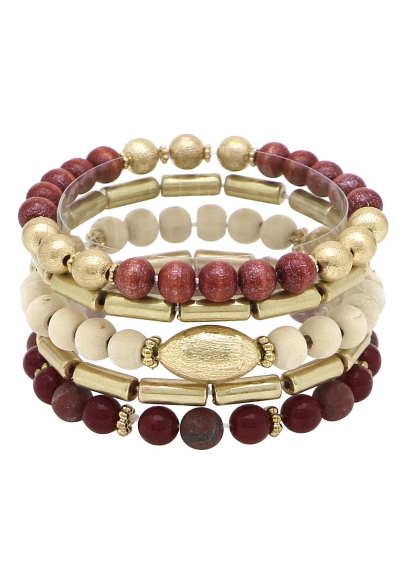 5 ROW MIXED MATERIAL BRACELET