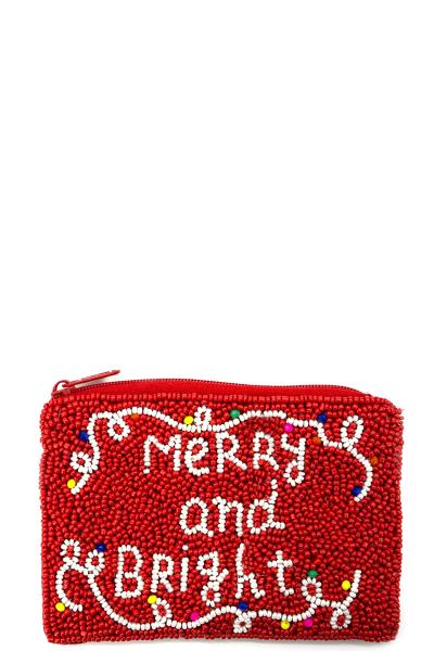 MERRY AND BRIGHT SEED BEAD POUCH