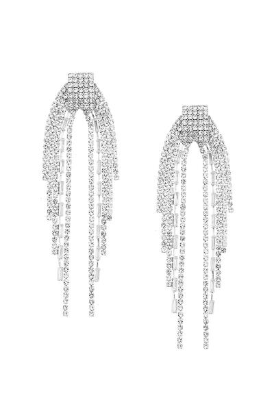 RHINESTONE CRYSTAL BAGUETTE TASSEL CZ EARRING