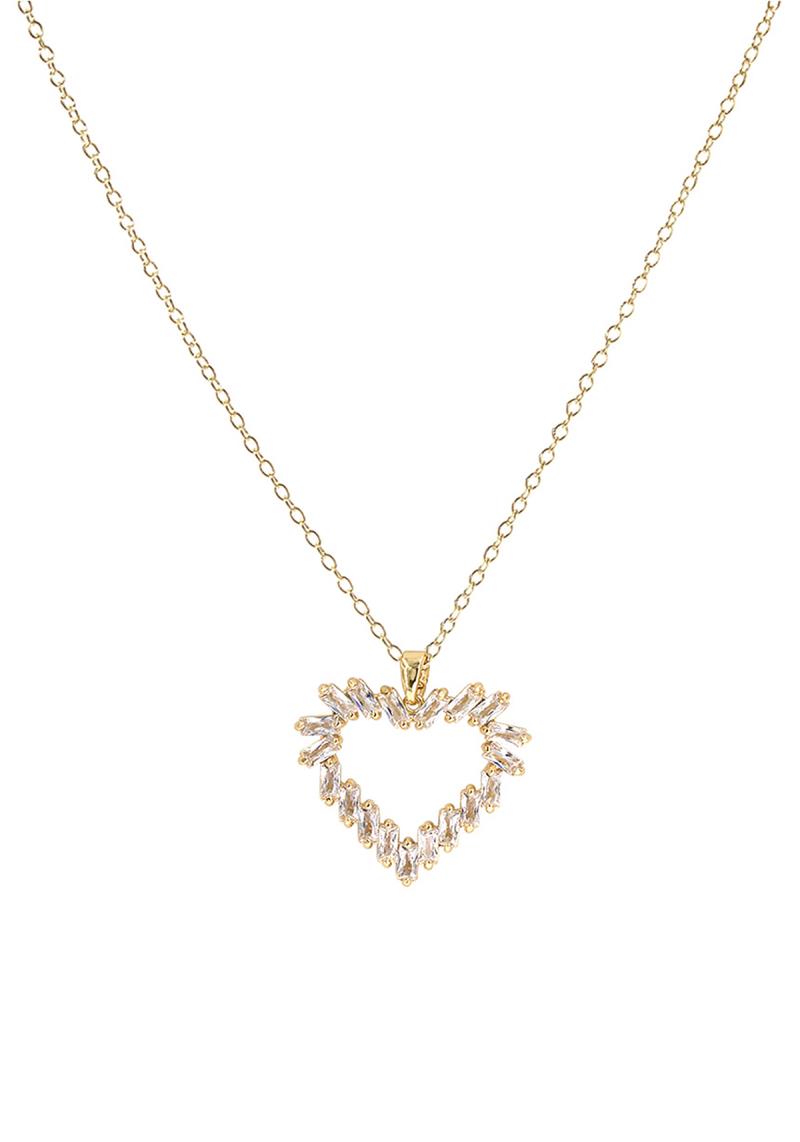 CRYSTAL TRAPEZOID BIG HEART NECKLACE