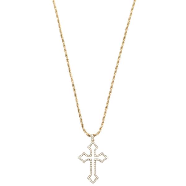 CROSS PENDANT ROPE LINK NECKLACE