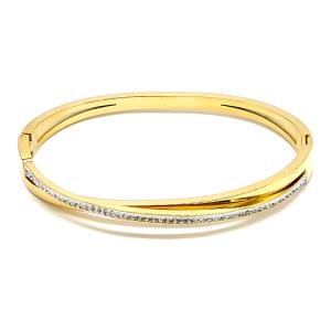 PAVE CUBIC ZICONIA BANGLE STAINLESS STEEL BRACELET