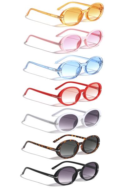 THIN TEMPLE RETRO OVAL SUNGLASSES 1DZ