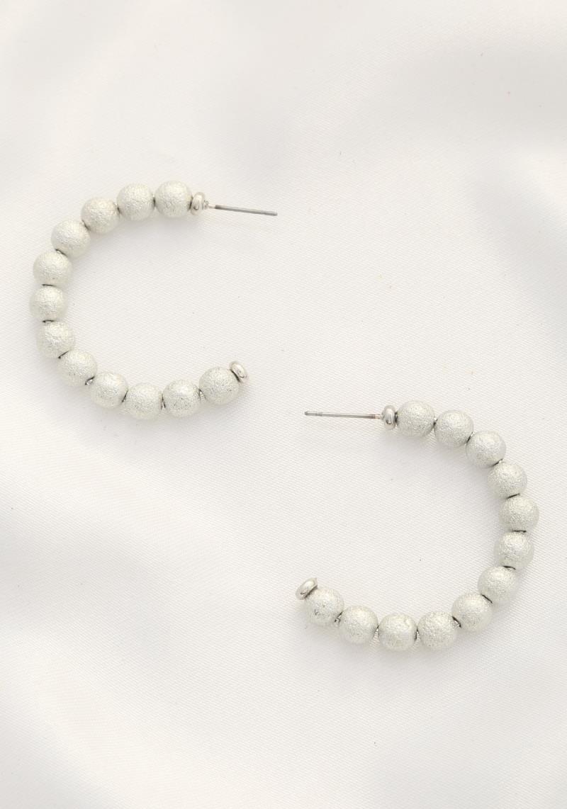 BALL BEAD OPEN HOOP EARRING